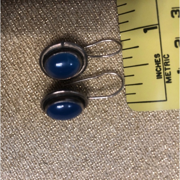 Sterling Silver Earrings & Shiny Blue Lapis! Handmade Vintage Gift! Grad gift - Picture 6 of 9